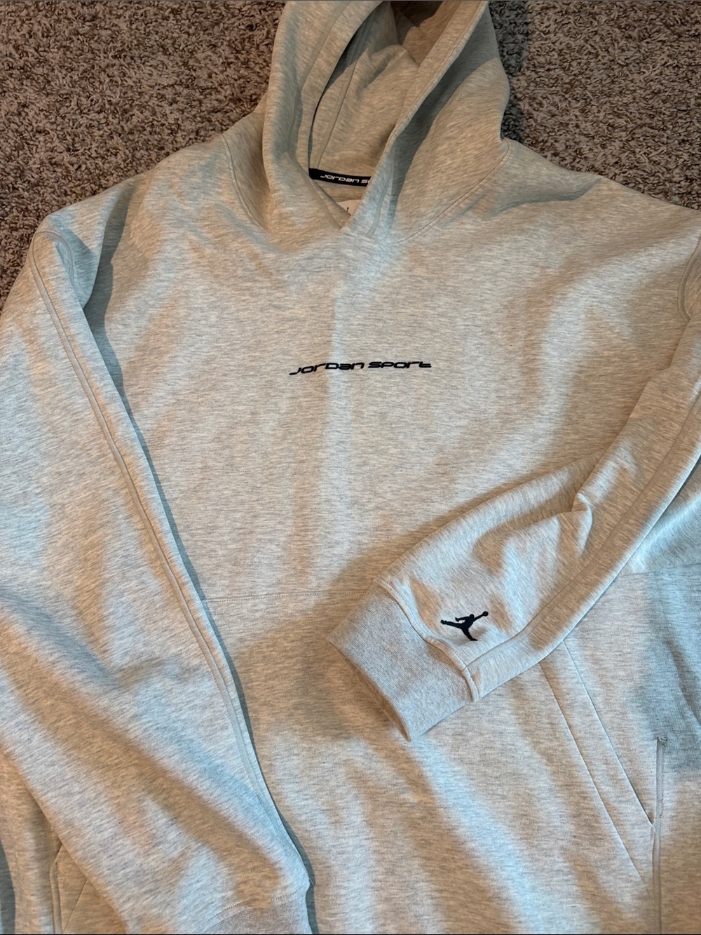 Jordan Light Gray Pullover Hoodie with Subtle Logo